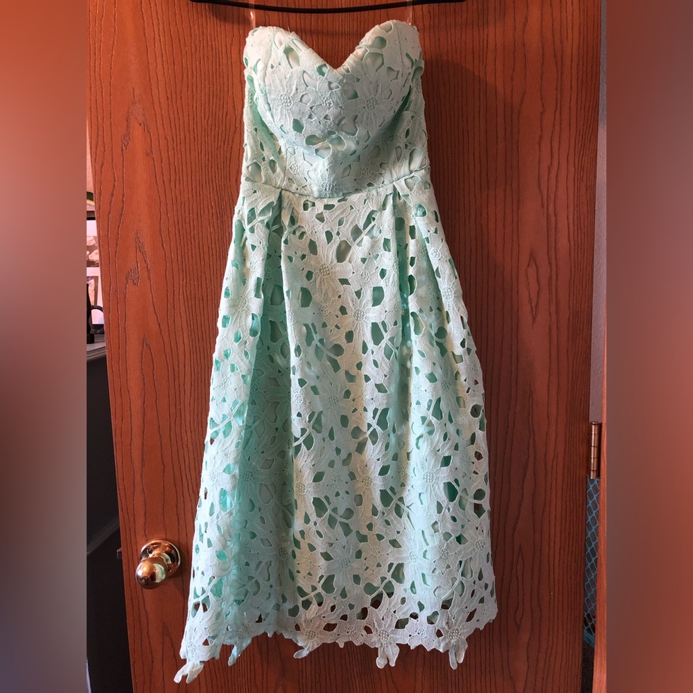 Francesca's Alya Strapless Lace Overlay Knee Length Dress NWT